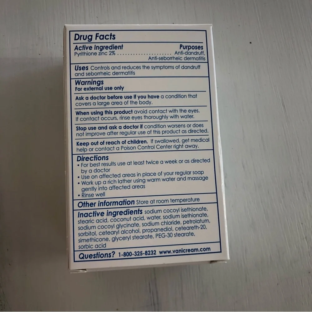 Vanicream Z-Bar Seborrheic Dermatitis Anti-Dandruff Medicated Cleansing Bar New - Picture 2 of 3